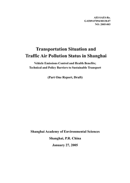 Transportation Situation and Traffic Air Pollution Status in Shanghai