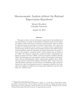 Macroeconomic Analysis Without the Rational Expectations Hypothesis∗