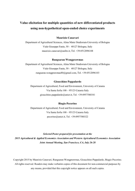 Value Elicitation for Multiple Quantities of New Differentiated Products Using Non-Hypothetical Open-Ended Choice Experiments