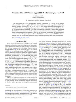 0 Meson in Pp and Pb-Pb Collisions at √ Snn = 2.76