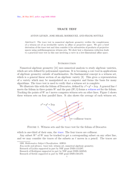 TRACE TEST Introduction Numerical Algebraic Geometry [11]