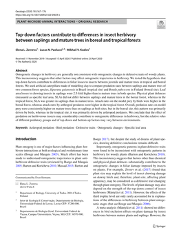 Top-Down Factors Contribute to Differences in Insect Herbivory