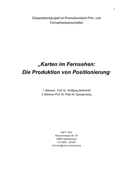 „Karten Im Fernsehen: Die Produktion Von Positionierung“