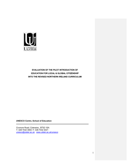 Evaluation of the Pilot Introduction of Education for Local & Global Citizenship Into the Revised Northern Ireland Curriculum