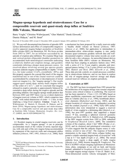 Magma-Sponge Hypothesis and Stratovolcanoes: Case for A