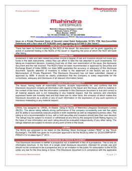 There Has Been No Formal Market for the NCD of the Issuer. No