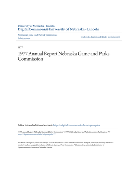 1977 Annual Report Nebraska Game and Parks Commission