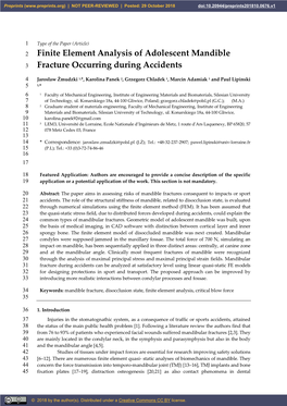 Finite Element Analysis of Adolescent Mandible Fracture Occurring During