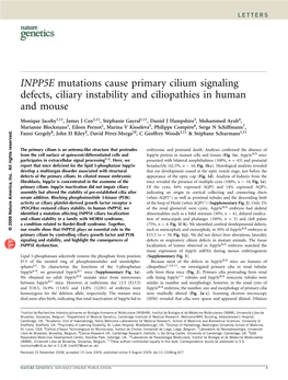 INPP5E Mutations Cause Primary Cilium Signaling Defects, Ciliary Instability and Ciliopathies in Human and Mouse