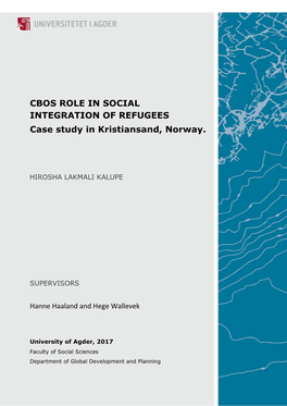 Cbos Role in Social Integration of Refugees