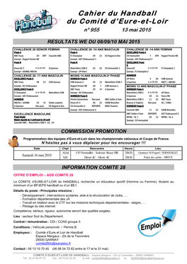 Cahier Du Handball Du Comité D'eure-Et-Loir