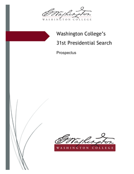 Washington College Presidential Search Prospectus V3.Pdf