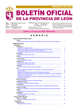 BOLETÍN OFICIAL DE LA PROVINCIA DE LEÓN Edita: Imprenta Provincial