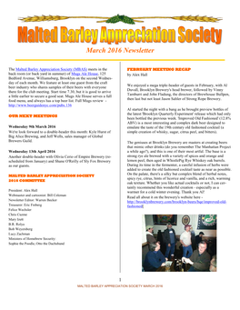 March 2016 Newsletter