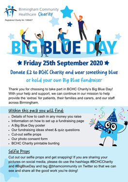 Donate £2 to BCHC Charity and Wear Something Blue Or Hold Your Own Big Blue Fundraiser