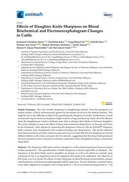 Effects of Slaughter Knife Sharpness on Blood Biochemical And