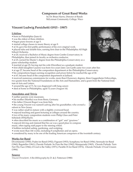 Vincent Persichetti: a Bio-Bibliography by D