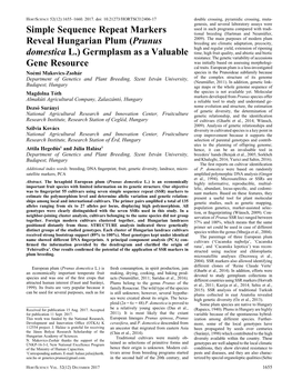 Prunus Domestica L.) Is Fresh Consumption, in Spirit Production, Jam (Gharbi Et Al., 2014)