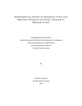 Experimental Study of Sediment Type and Organic Content on Fossil Trackway Preservation