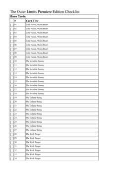 The Outer Limits Premiere Edition Checklist