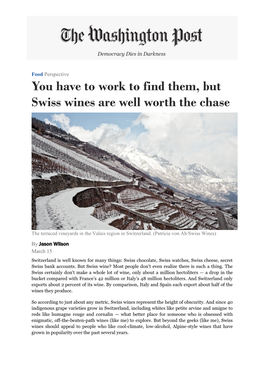 You Have to Work to Find Them, but Swiss Wines Are Well Worth the Chase