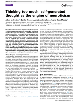 Self-Generated Thought As the Engine of Neuroticism