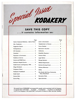 KODAKERY Was Prepared for People Newly Associated with the Company to Acquaint Them with Kodak