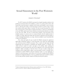 Sexual Harassment in the Post-Weinstein World