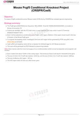 Mouse Pcgf5 Conditional Knockout Project (CRISPR/Cas9)