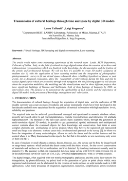 Transmission of Cultural Heritage Through Time and Space by 3D Digital Models