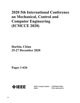 2020 5Th International Conference on Mechanical, Control and C Omputer Engineering