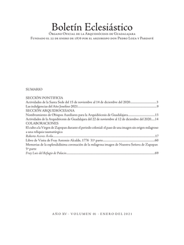 Boletín Eclesiástico Órgano Oficial De La Arquidiócesis De Guadalajara Fundado El 22 De Enero De 1876 Por El Arzobispo Don Pedro Loza Y Pardavé