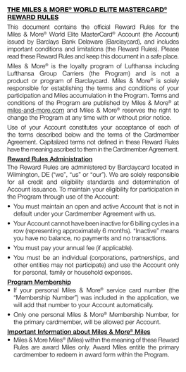 The Miles & More World Elite Mastercard Reward