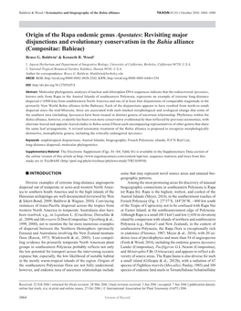 Origin of the Rapa Endemic Genus Apostates: Revisiting Major Disjunctions and Evolutionary Conservatism in the Bahia Alliance (Compositae: Bahieae) Bruce G