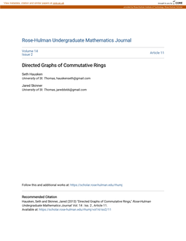 Directed Graphs of Commutative Rings