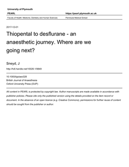 Abstract/Summary Development Targets in Anaesthetic