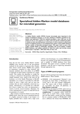 Specialized Hidden Markov Model Databases for Microbial Genomics