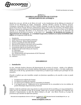 Antioquia En El Departamento De Antioquia Y En Conexión En Línea Con La Oficina Ubicada En El Municipio Del Peñol, En La Trasversal 4 No