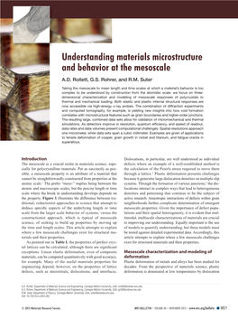 Understanding Materials Microstructure and Behavior at the Mesoscale A.D