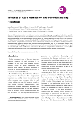 Influence of Road Wetness on Tire-Pavement Rolling Resistance