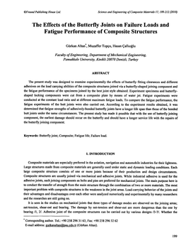 The Effects of the Butterfly Joints on Failure Loads and Fatigue Performance of Composite Structures