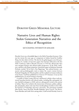 Stolen Generation Narratives and the Ethics of Recognition