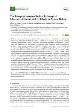 The Interplay Between Retinal Pathways of Cholesterol Output and Its Eﬀects on Mouse Retina