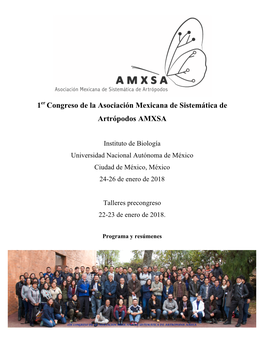 1Er Congreso De La Asociación Mexicana De Sistemática De Artrópodos AMXSA