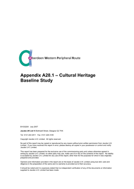 Appendix A28.1 – Cultural Heritage Baseline Study