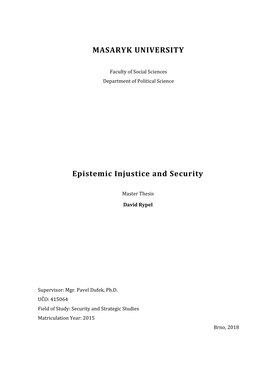 Epistemic Injustice and Security