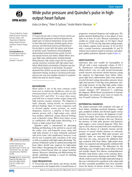 Wide Pulse Pressure and Quincke's Pulse in High-Output Heart Failure