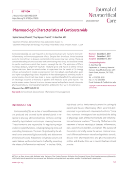 Pharmacologic Characteristics of Corticosteroids 대한신경집중치료학회