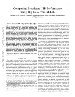 Comparing Broadband ISP Performance Using Big Data from M-Lab