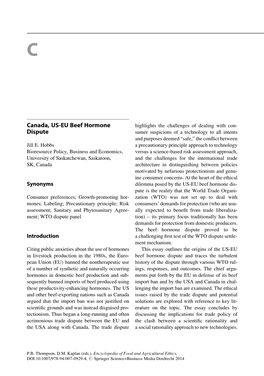 Canada, US-EU Beef Hormone Dispute
